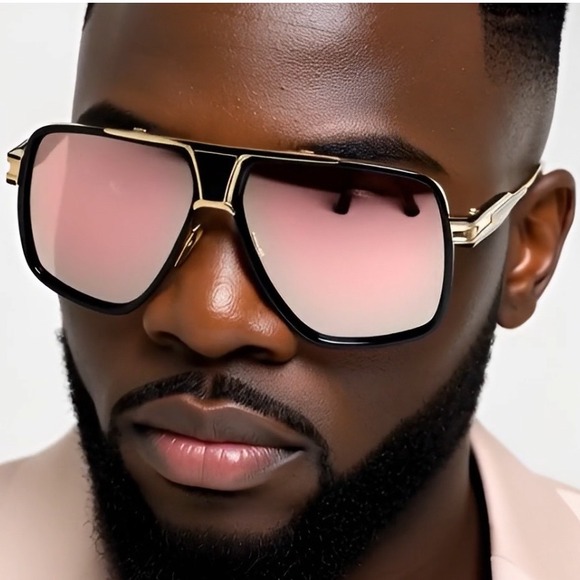 Aviator Sunglasses Gold Frame Pink Lens Fashion Pilot Sun Glasses Luxury Lentes - Picture 7 of 8